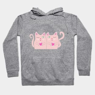 Valentine's day card with couple of cute cats Hoodie